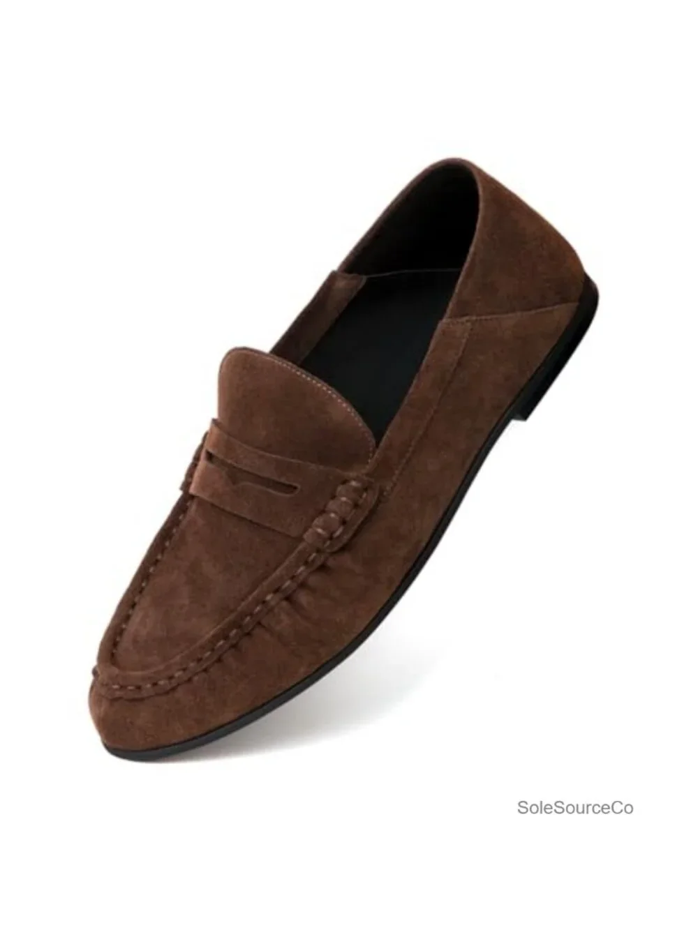 Penny Loafers Women Suede Flats Slip-On Ruched Comfort Work Shoe